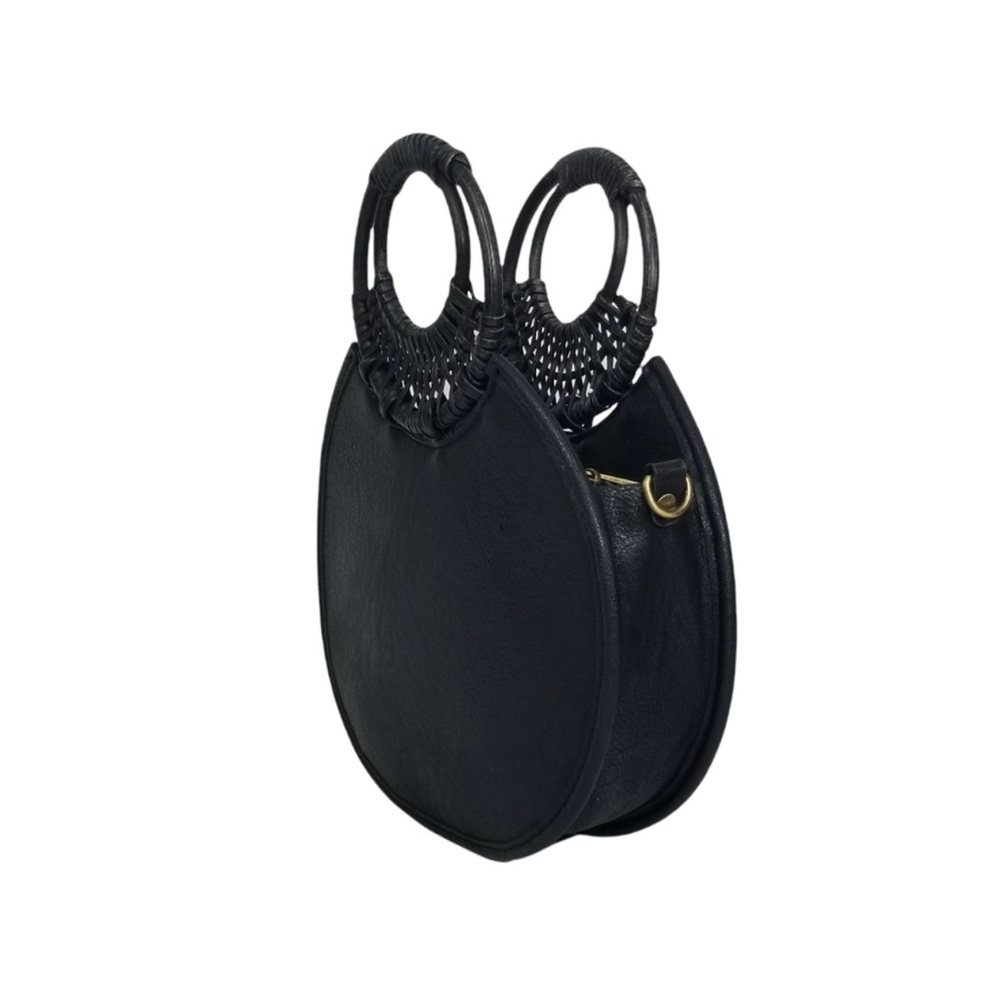 ANTHROPOLOGIE Womens Marianne Black Woven Crossbody Circle Bag - Picture 6 of 12